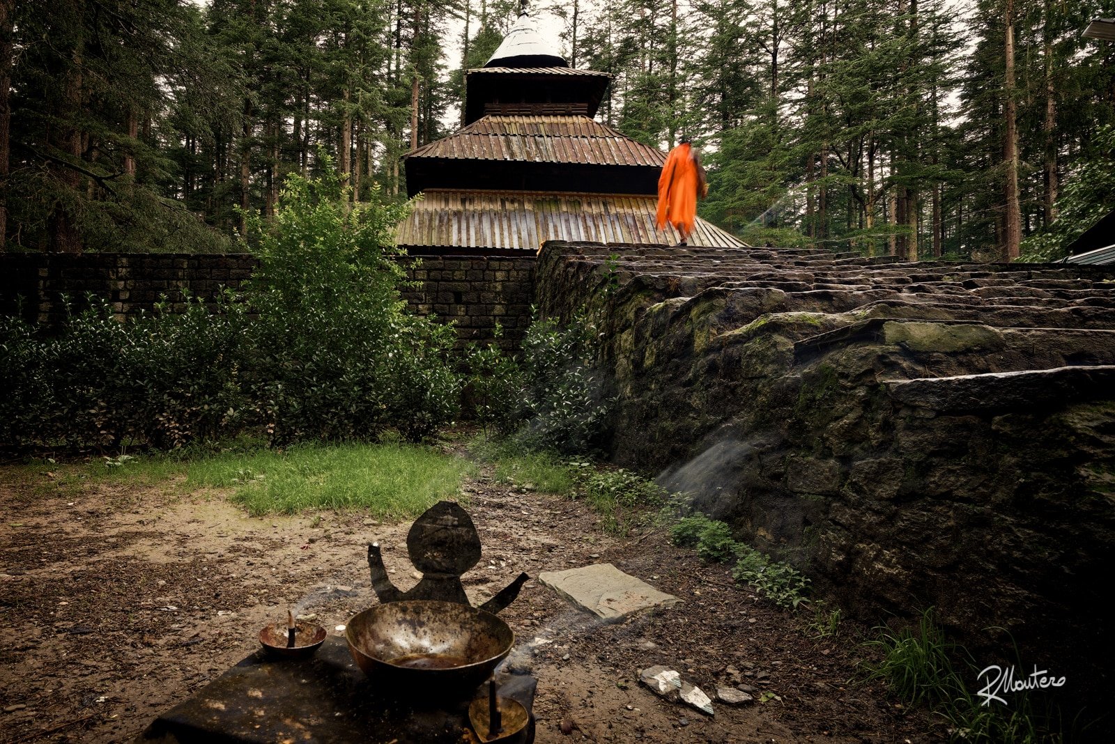 Hidimba Devi Temple in Manali, Himachal Pradesh, surrounded by tall cedar trees