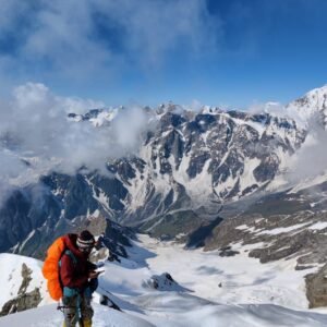 trekker reached at the top of Friendship Peak Trek