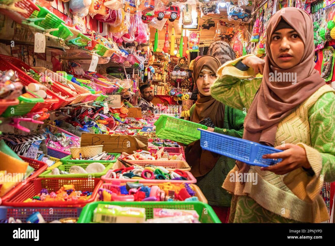 Women shopping in a colorful toy store