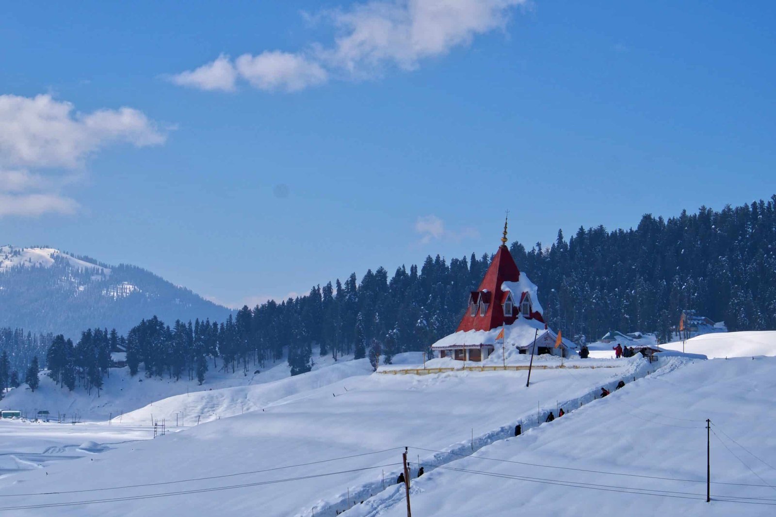 maharani temple on the snow covered mountaoins
