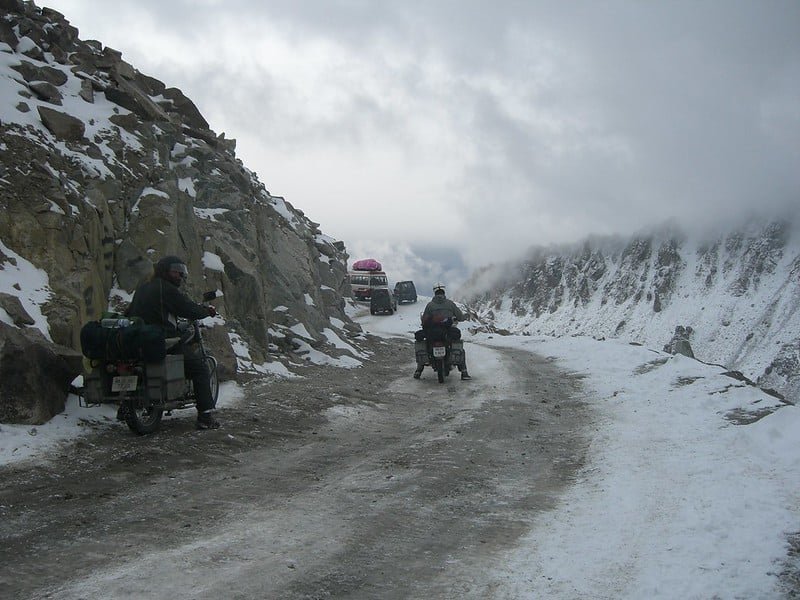 motor biking on kardung la