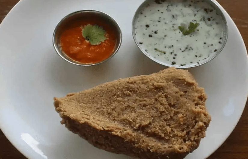 A serving of Paba with Tangtur and red chutney on a white plate